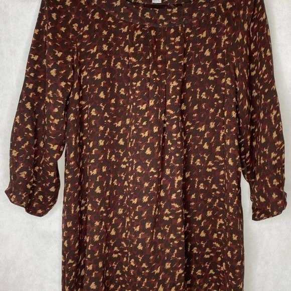 Pendleton, ladies, silk blouse, brown animal, print pattern, size 16 - Picture 3 of 12